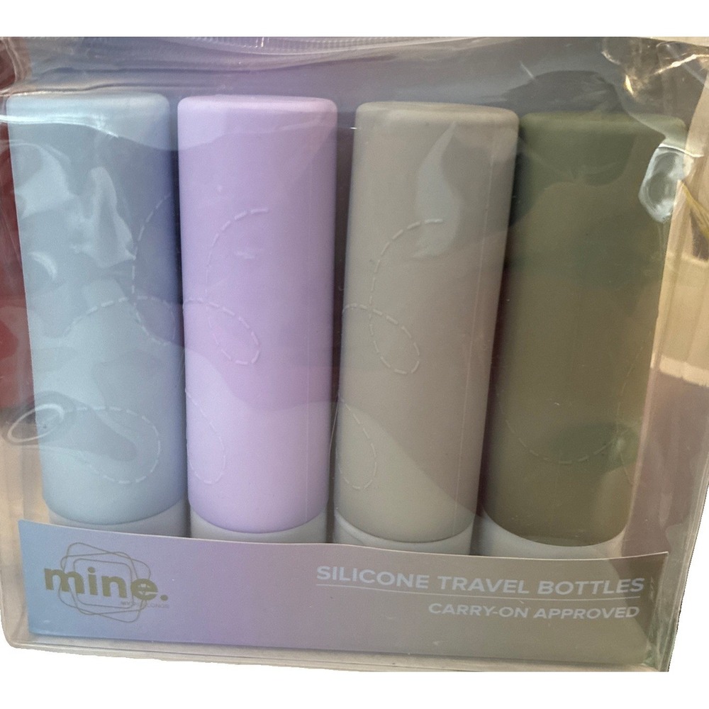 Mine 4-Pack Silicone Travel Toiletry Bottle Set, 3 oz./90 ml Carry On Approved